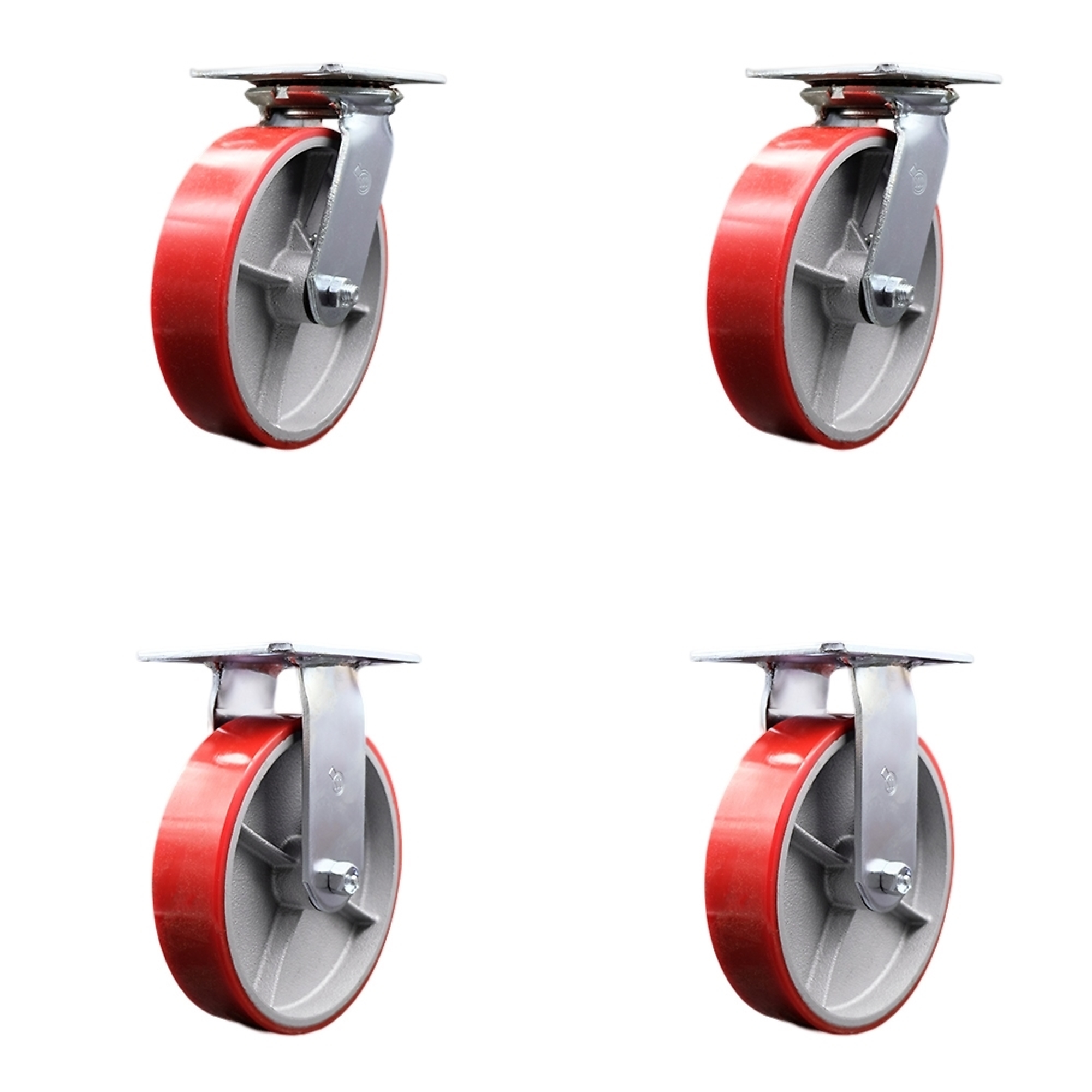 Service Caster, 8in. x 2in. Plate Casters, Wheel Diameter 8 in, Caster Type Swivel, Package (qty.) 4, Model# SCC-35S820-PUB-RS-2-R-2